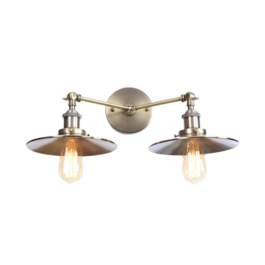 Frendorf | 2 Lampen Flachschirm Wandbeleuchtung Industriestil Messing/Rost Metall Wandmontage Leuchte für Flur