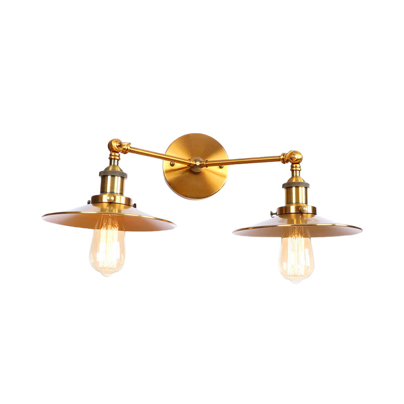 Frendorf | 2 Lampen Flachschirm Wandbeleuchtung Industriestil Messing/Rost Metall Wandmontage Leuchte für Flur