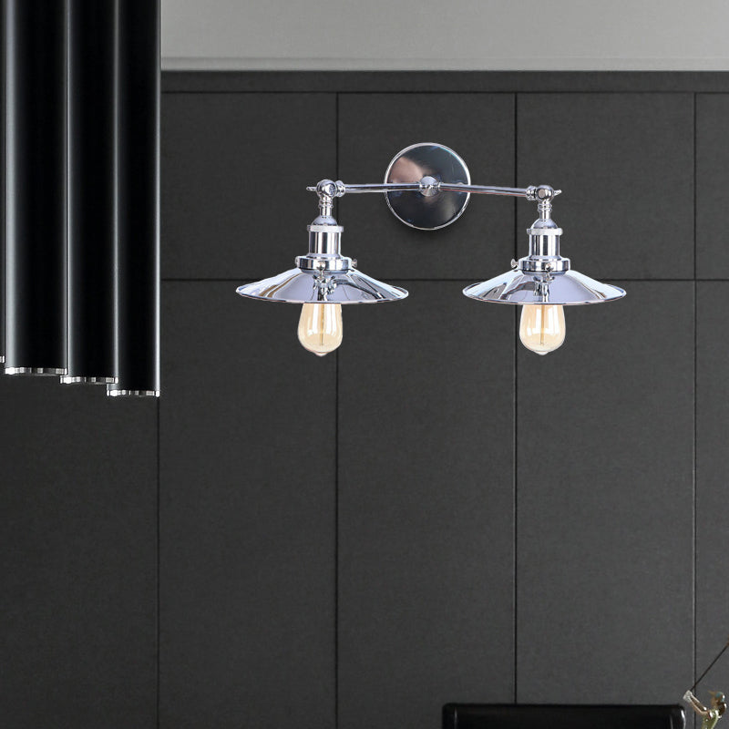 Frendorf | 2 Lampen Flachschirm Wandbeleuchtung Industriestil Messing/Rost Metall Wandmontage Leuchte für Flur
