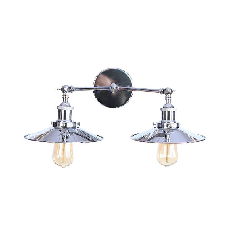 Frendorf | 2 Lampen Flachschirm Wandbeleuchtung Industriestil Messing/Rost Metall Wandmontage Leuchte für Flur