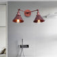 Frendorf | Getaperte Schirm Eisen Wandmontage Leuchte Industrie Vintage 2 Köpfe Bauernhaus Wandmontage Licht in Schwarz/Messing