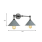 Frendorf | Industrielle Vintage Kegel Wandbeleuchtung 2 Lichter Metall Wandlampe Wandleuchte in Schwarz/Grau für Restaurant
