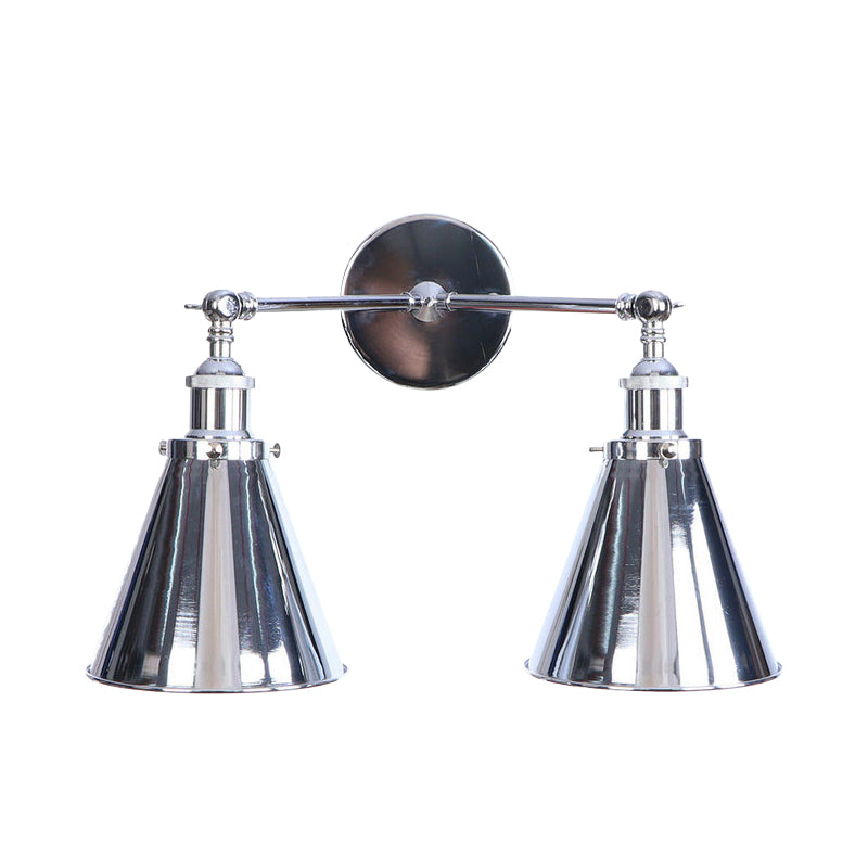 Frendorf | Polished Chrome Conic Wandmontage Fixture Retro Style Iron 2 Lights Eetkamer Wandmontage Licht