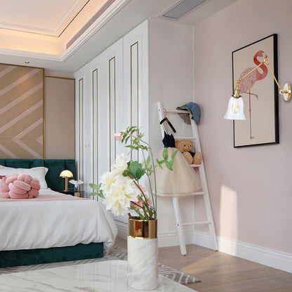 Frendorf | Messing Ausladende Wandbeleuchtung Vintage Stil Klare Strukturierte Glas 1 Licht Wohnzimmer Wandleuchte Leuchtenstelle