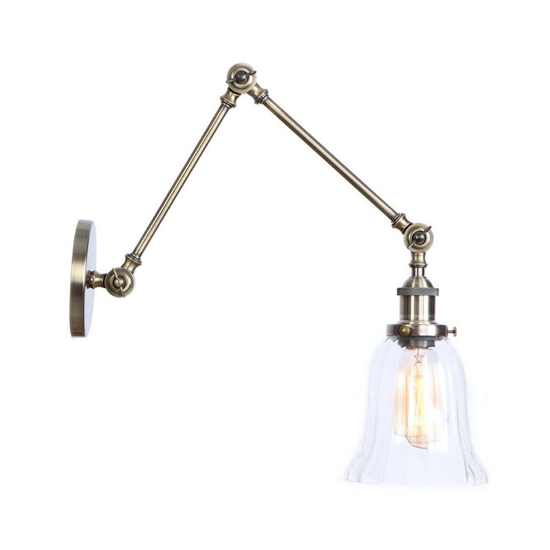 Frendorf | Klar Texturiertes Glas Flare Wand Sconce Antik 1 Licht Studienraum Beleuchtungseinrichtung in Bronze