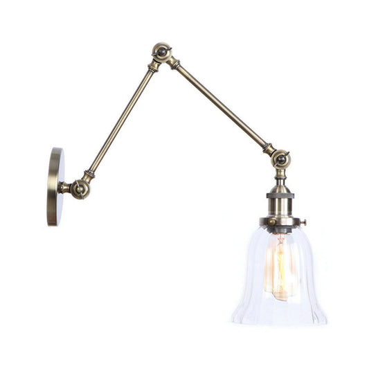Frendorf | Klar Texturiertes Glas Flare Wand Sconce Antik 1 Licht Studienraum Beleuchtungseinrichtung in Bronze