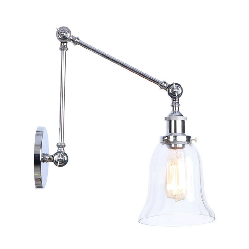 Frendorf | Chrome Ein Licht Wandlampe Vintage Klarglas Glockenbeleuchtung für Wohnzimmer