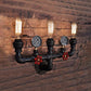 Frendorf | 2/3 Lichten Wandmontage Licht mit Pijp und Meter Metall Steampunk Restaurant Wandbeleuchtung in Schwarz