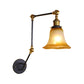 Frendorf | Amber Glass Zwarte Wand Scone Verlichting Bell Shade 1-Lichts Industriële Lichtarmatuur met Verstelbare Arm