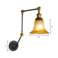 Frendorf | Amber Glass Zwarte Wand Scone Verlichting Bell Shade 1-Lichts Industriële Lichtarmatuur met Verstelbare Arm
