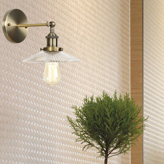 Frendorf | Eine Wandlampe mit einer konischen Shade aus klarem prismatischem Glas Industrielle Esszimmer Wandleuchte Beleuchtungseinrichtung