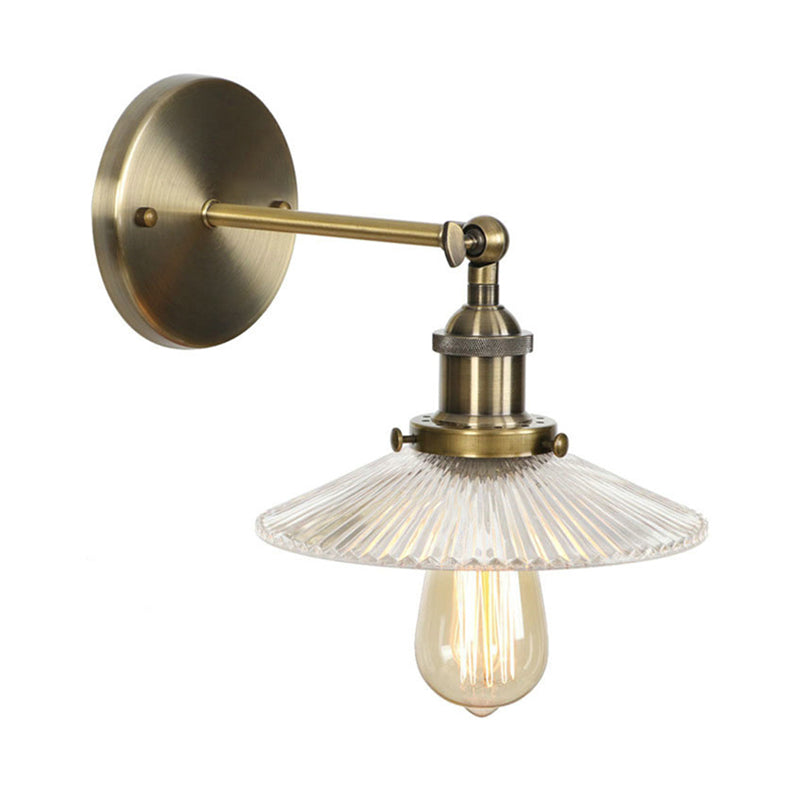 Frendorf | Eine Wandlampe mit einer konischen Shade aus klarem prismatischem Glas Industrielle Esszimmer Wandleuchte Beleuchtungseinrichtung