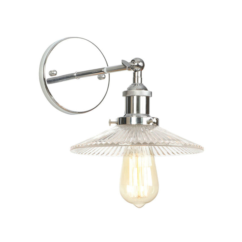 Frendorf | Kegelförmige klare prismatische Glas Wand lampe Industriell Einzelne Glühbirne Badezimmer Wandleuchte Licht in Chrom
