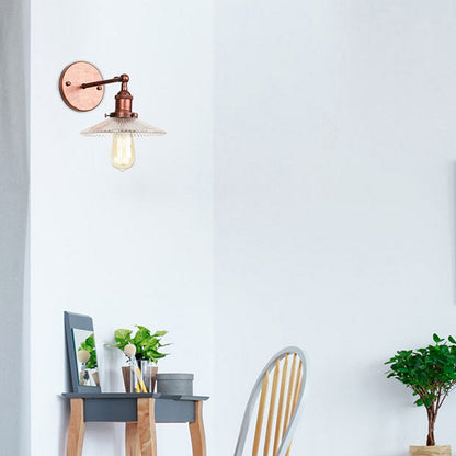 Frendorf | 1 Licht Golvend Wandlamp Fixture Rustieke Stijl Koper Geribbeld Glas Muur Lamp voor Eettafel