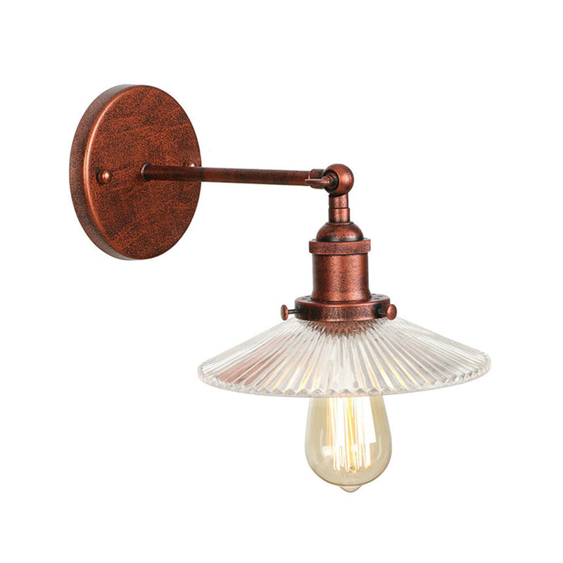Frendorf | 1 Licht Golvend Wandlamp Fixture Rustieke Stijl Koper Geribbeld Glas Muur Lamp voor Eettafel
