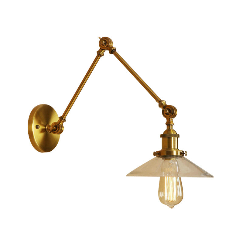 Frendorf | Messing Cone Wandverlichting Landhuis Amber Glas 1 Licht Woonkamer Wandlamp Armatuur