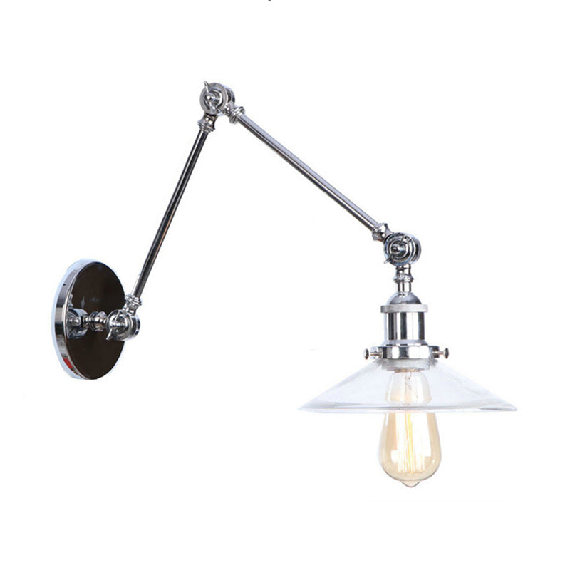 Frendorf | Klar Glas Konische Wandlampe Vintage Stil 1 Licht Wohnzimmer Beleuchtung Fixture in Chrom
