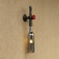 Frendorf | Glas wijnfles muurverlichting rustiek industrieel 1 licht restaurant blauw/doorzichtig wandlamp licht met rode klep
