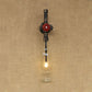 Frendorf | Glas wijnfles muurverlichting rustiek industrieel 1 licht restaurant blauw/doorzichtig wandlamp licht met rode klep
