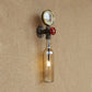 Frendorf | Braun/Blaue Flasche Wand Scone Lampe Vintage Stilvolle Glas 1 Glühbirne Wohnzimmer Wandbeleuchtung mit Manometer und Ventil