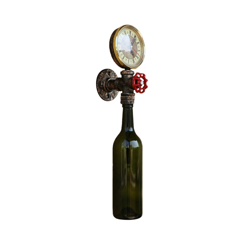 Frendorf | Braun/Blaue Flasche Wand Scone Lampe Vintage Stilvolle Glas 1 Glühbirne Wohnzimmer Wandbeleuchtung mit Manometer und Ventil