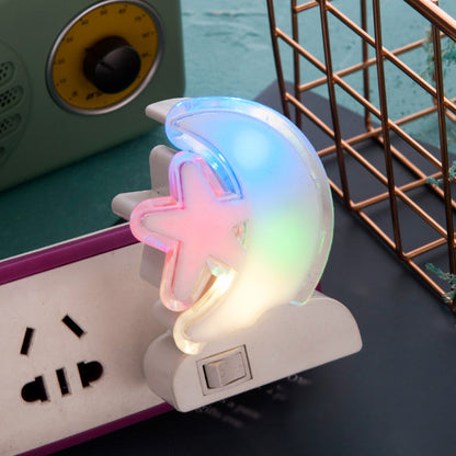 Frendorf | Crescent en Ster Plug in Wandlamp Cartoon Plastic Kids Bedside LED Nachtlamp in Wit