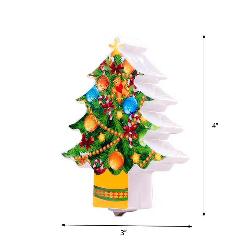 Frendorf | Weihnachtsbaum Plug-in Wandlampe Kinder Kunststoff Grün LED Nachtbeleuchtung für Schlafzimmer