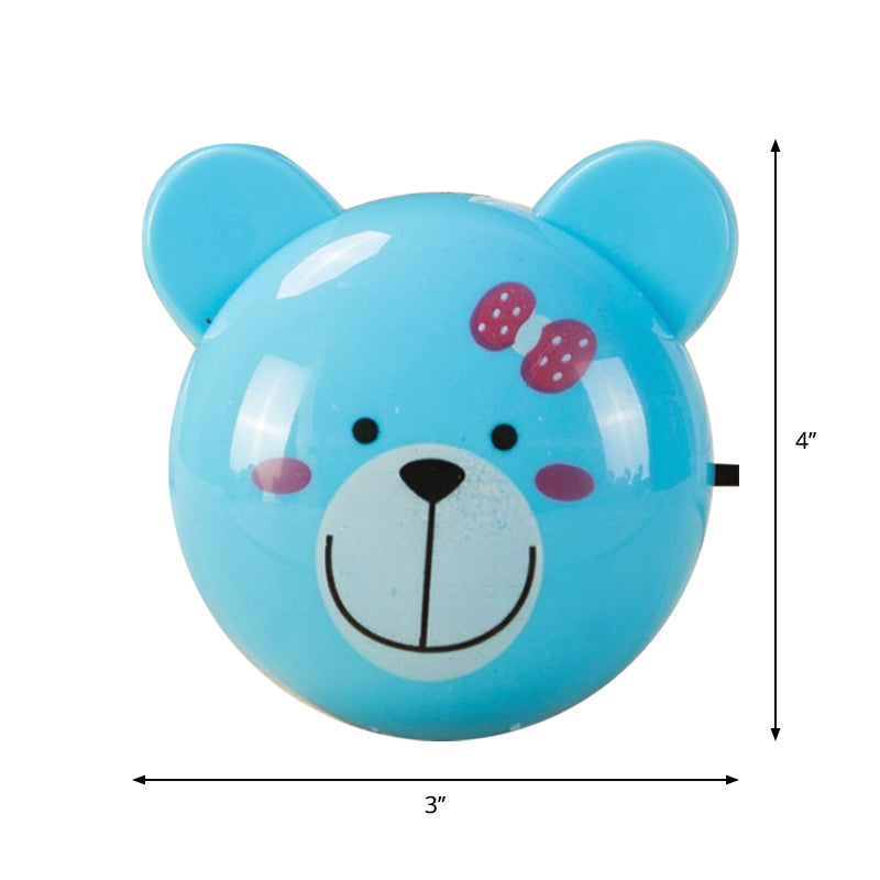 Frendorf | Cartoon LED Nachtverlichting Blauwe Beer Kleine Pluggable Muurlamp mit Plastic Kap