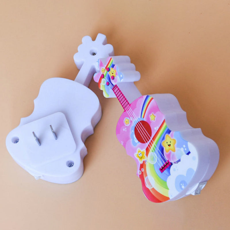 Frendorf | Gitaar Mini Plug in LED Wandlamp Kinderen Plastic Blauw en Geel/Rood en Blauw Nachtverlichting met Afstandsbediening