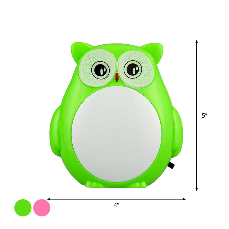 Frendorf | Uil Kinderkamer Mini Nachtlampje Plastic Cartoon Stekker LED Wandverlichting Ideeën in Rood/Groen