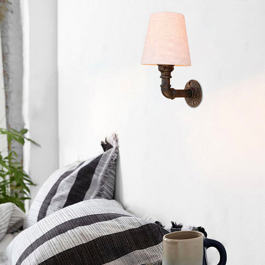 Frendorf | Stoff Cone Wandlamp met PijpdDesign Industrieel 1/2-Bulb Woonkamer Wandverlichting in Brons