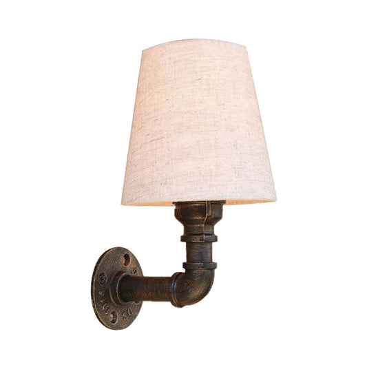 Frendorf | Stoff Cone Wandlamp met PijpdDesign Industrieel 1/2-Bulb Woonkamer Wandverlichting in Brons