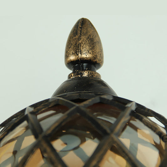 Frendorf | 1 Licht Amber Glas Wandlamp Licht Industriell Schwarze Kugel Esszimmer Beleuchtung Fixture mit Käfig