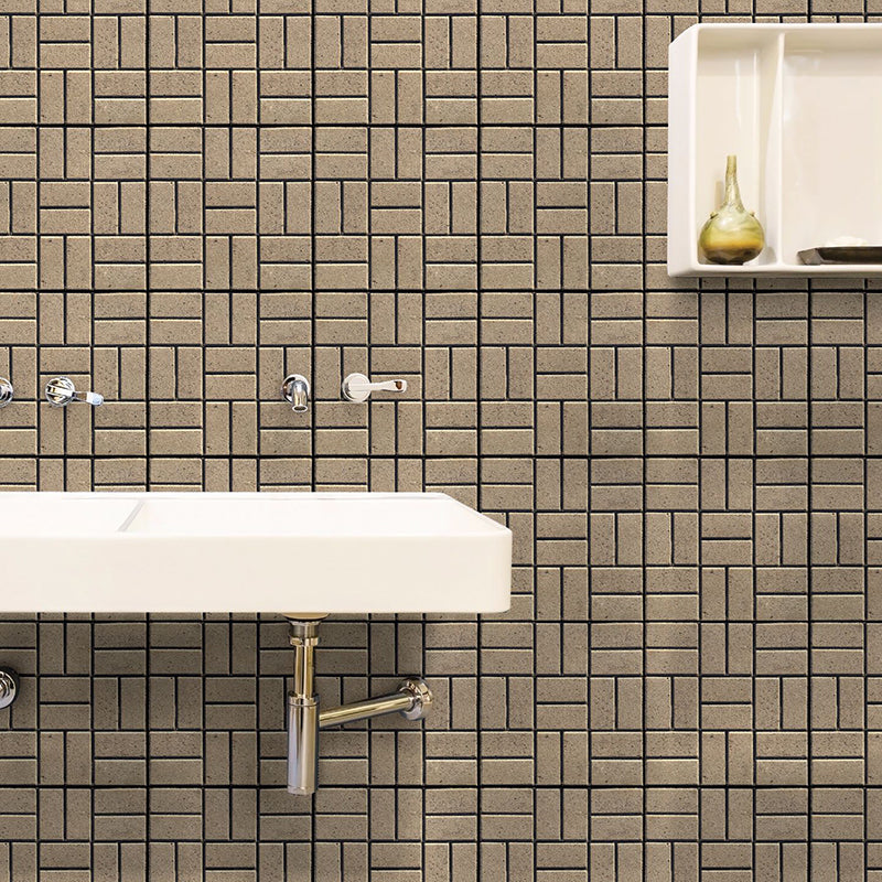 Frendorf | Rural Brick Peel off Wallpaper Panel Set in Brown Badezimmer Wandkunst, 12' L x 12" B