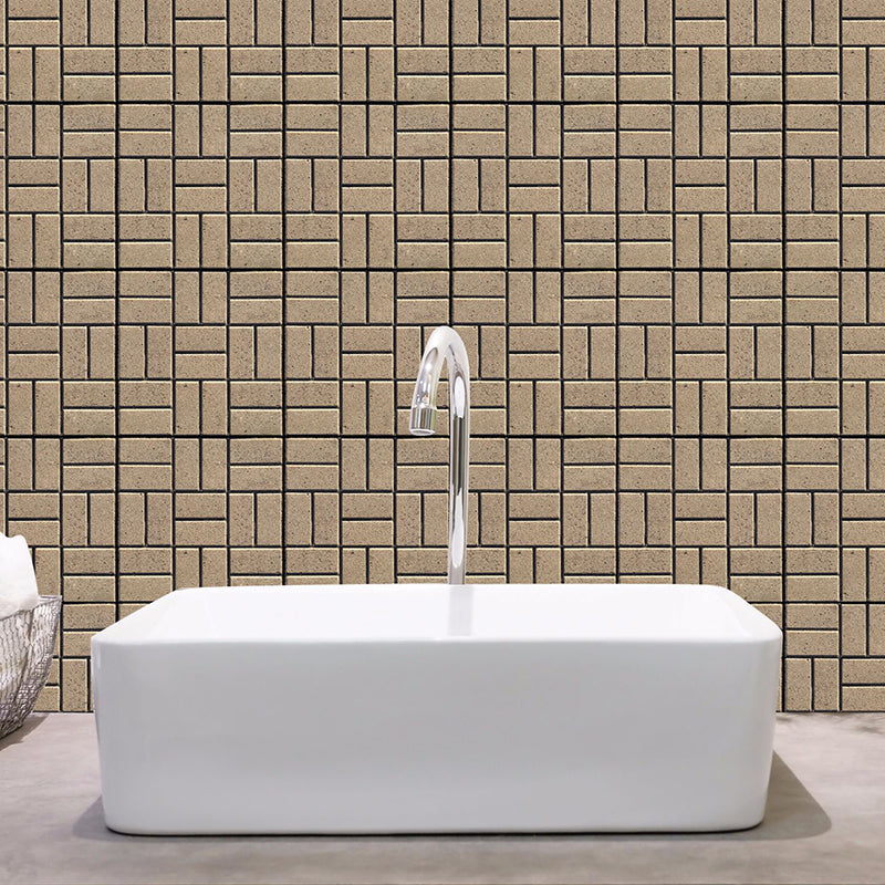 Frendorf | Rural Brick Peel off Wallpaper Panel Set in Brown Badezimmer Wandkunst, 12' L x 12" B