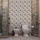 Frendorf | Flower Tile Wallpaper Panel Countryside PVC Adhesive Wall Covering in Blue-Brown for Bath
