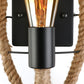 Frendorf | Geseilde ronde/ovale wandlamp met blote gloeilamp nautische stijl 1 licht restaurant wandlamp verlichting in zwart