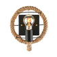 Frendorf | Geseilde ronde/ovale wandlamp met blote gloeilamp nautische stijl 1 licht restaurant wandlamp verlichting in zwart