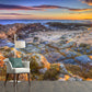 Frendorf | Foto Gedruckt Sunset Seashore Muurdecoratie Tropische Gedroogte Mossteen Wandkunst in Geel