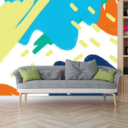 Frendorf | Kids Abstract Mountain Painting Mural Blauw Vochtbestendige Wanddecoratie voor Slaapkamer