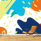 Frendorf | Kids Abstract Mountain Painting Mural Blauw Vochtbestendige Wanddecoratie voor Slaapkamer