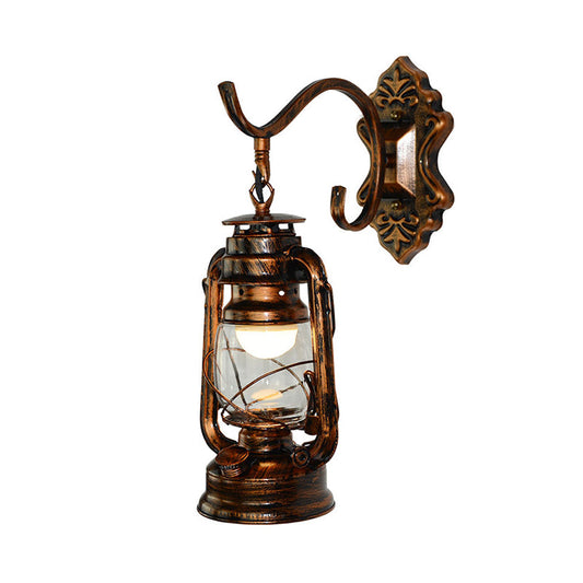 Frendorf | 1 Lichtheldere Glazen Wandlamp Licht Coastal Bronze Kerosine Woonkamer Verlichtingsarmatuur