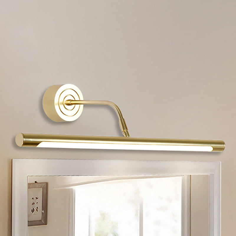 Frendorf | 16"/20" W Slim Zylindrischer Schminkspiegel Licht Modernismus Metall LED Gold Wandmontage Lampe für Schlafzimmer, Warm/Weiß Beleuchtung