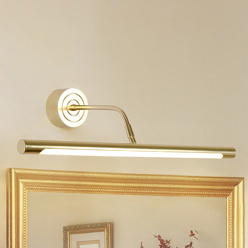 Frendorf | 16"/20" W Slim Zylindrischer Schminkspiegel Licht Modernismus Metall LED Gold Wandmontage Lampe für Schlafzimmer, Warm/Weiß Beleuchtung