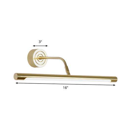 Frendorf | 16"/20" W Slim Zylindrischer Schminkspiegel Licht Modernismus Metall LED Gold Wandmontage Lampe für Schlafzimmer, Warm/Weiß Beleuchtung