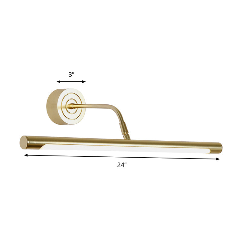 Frendorf | 16"/20" W Slim Zylindrischer Schminkspiegel Licht Modernismus Metall LED Gold Wandmontage Lampe für Schlafzimmer, Warm/Weiß Beleuchtung