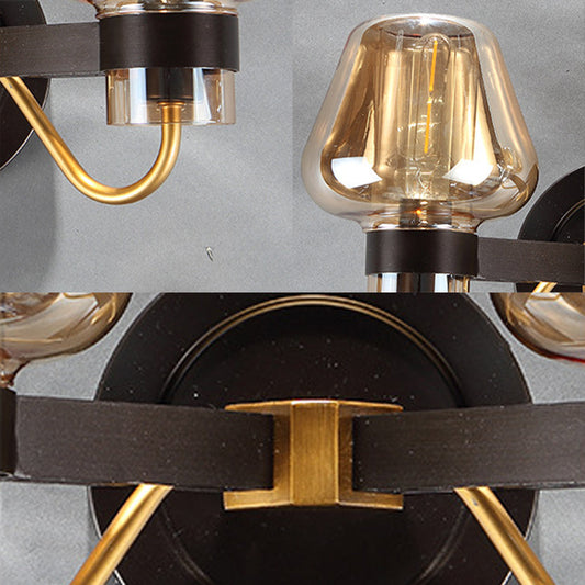 Frendorf | 2-Lampe Wandbeleuchtung mit Pilzschirm Rauchglas Moderne Schlafzimmer Wandleuchte Beleuchtungseinrichtung