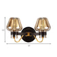 Frendorf | 2-Lampen Pilz Wandleuchte Moderne Schwarze Bernstein Glas Wandlampe für Wohnzimmer