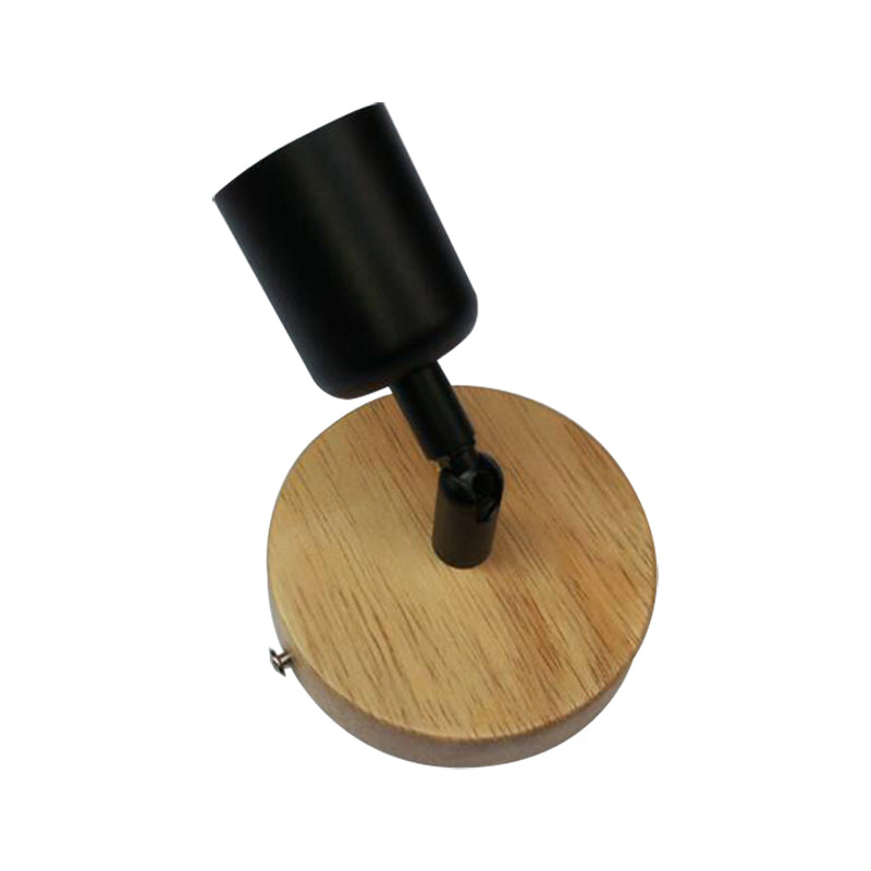 Frendorf | Minimalistische Mini Wandlamp met Beker Vormige 1 Licht Houten en Metaal Wandlamp in Zwart