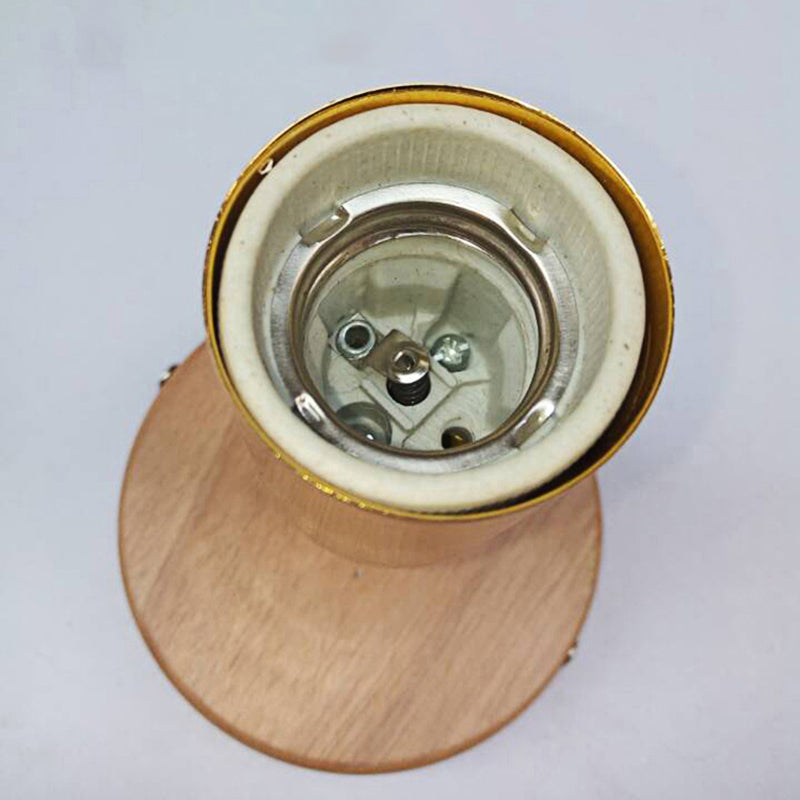 Frendorf | Kopfformige metalen wandlamp Lodge 1 licht woonkamer wandmontagearmatuur met ronde houten achterplaat in zilver/goud